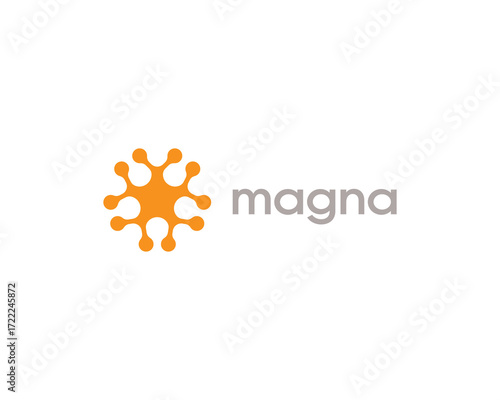 Abstract round logo from connected dots or circles. Creative bacteria, science, energy  sign symbol mark logotype.