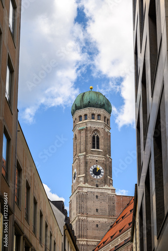 Wallpaper Mural Bell tower of Frauenkirche Cathedral of Our Lady, Roman Catholic church and symbol of the city of Munich in Bavaria, Germany Torontodigital.ca