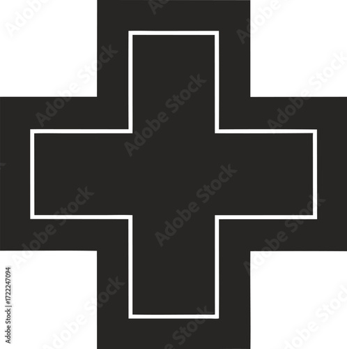 Black medical cross symbol