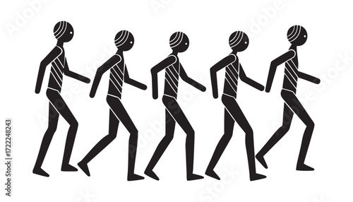 Series of silhouettes showing a human figure walking forward in sequential motion