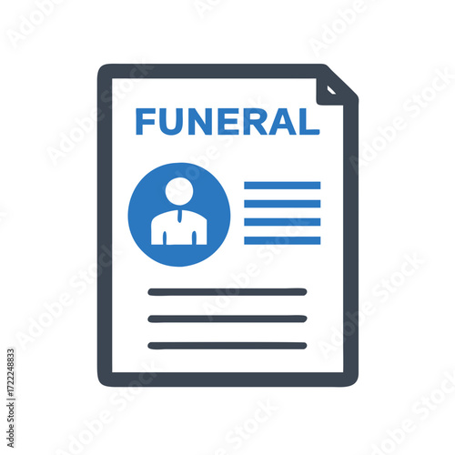 Funeral program document with profile image and text layout  