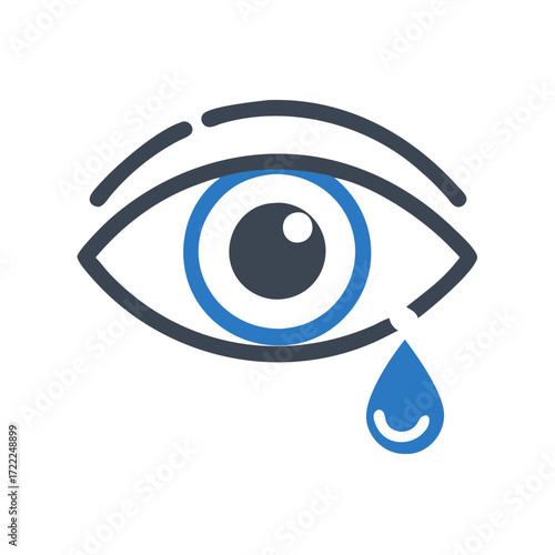 Eye with tear drop illustrating sadness or emotion  