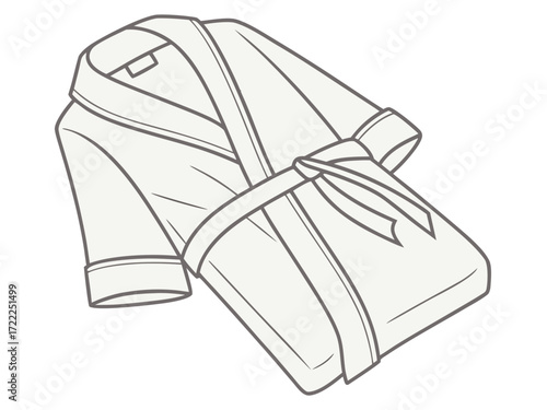 Folded white spa bathrobe with belt and collar design  