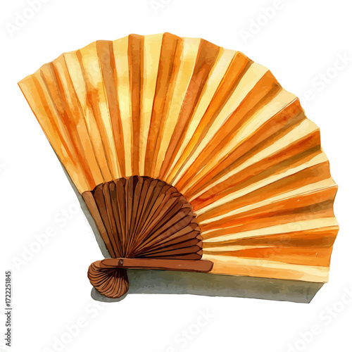 Carnival Fan, watercolor illustration vector, isolated on a white background.