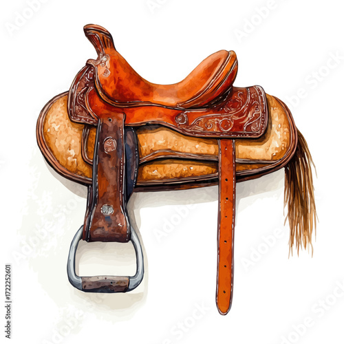 Camel Saddle, watercolor drawing vector, isolated on a white background.