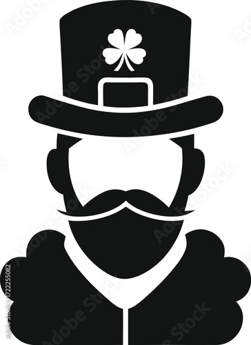 Black and white icon of a leprechaun