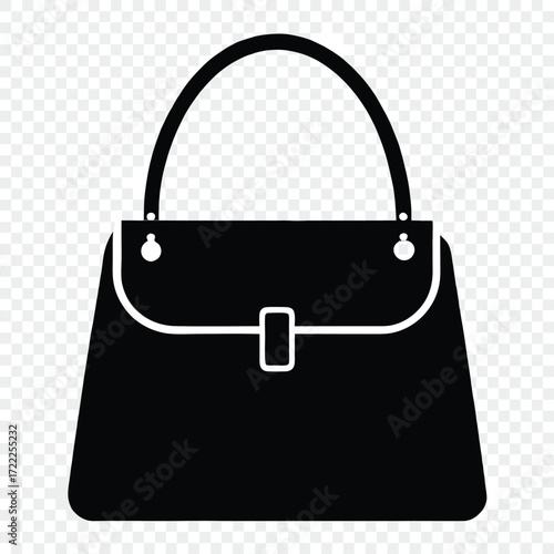 Black handbag with white outline
