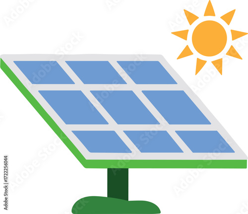 Solar panel generating energy under the sun