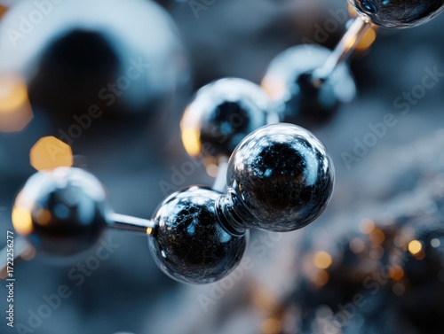 Macro shot of metallic sphe...