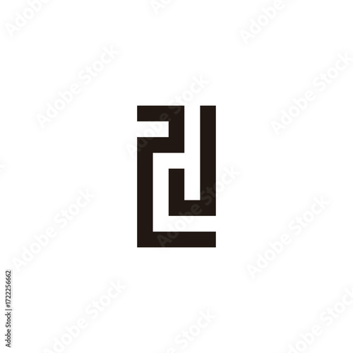 Letter J number 2 rectangle geometric symbol simple logo vector