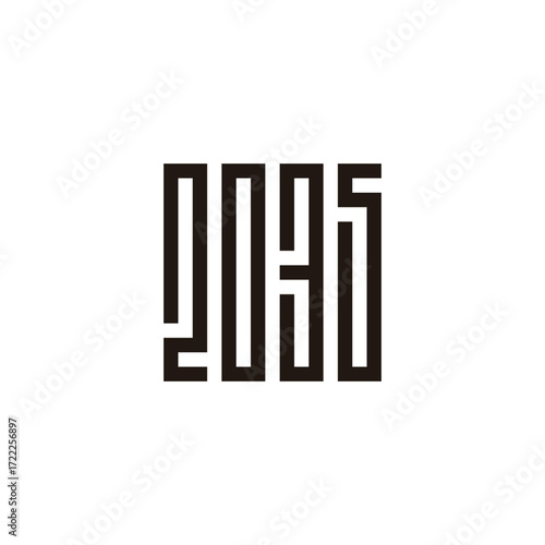 Number 2, 0, 3 and 5 square, rectangles geometric symbol simple logo vector