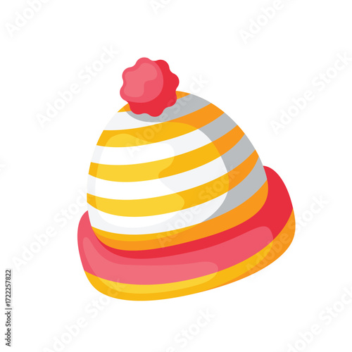 A striped winter hat with a pompom