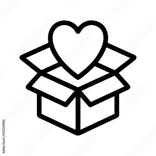Share the love with this open box heart icon, great for charities, gifts, and care packages. Perfect for expressing love and giving back to the community