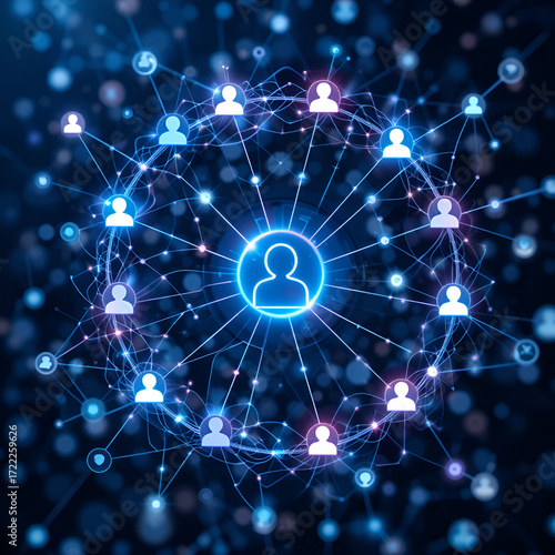 Plexus Line Connections. Seamless loop. Digital Technology. Artificial intelligence network or users accounts. Concept: Social network, AI, sociogram, social connections and communication, hi-tech