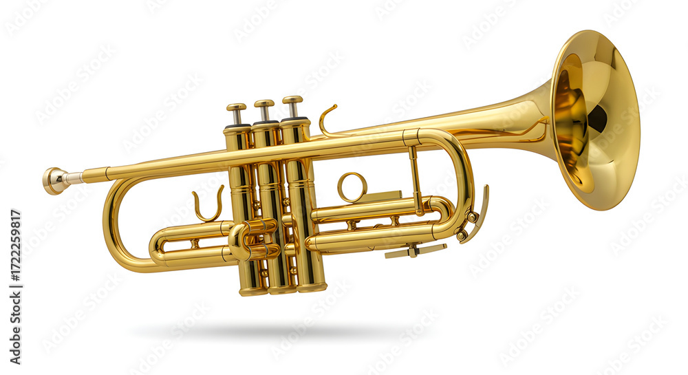 Obraz premium Golden trumpet isolated on white.
