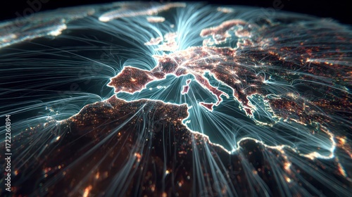 Detailed earth illustration focusing on europe