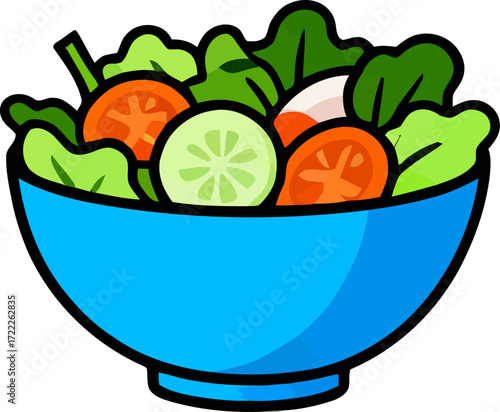 Fresh salad with lettuce, tomatoes, and cucumbers
