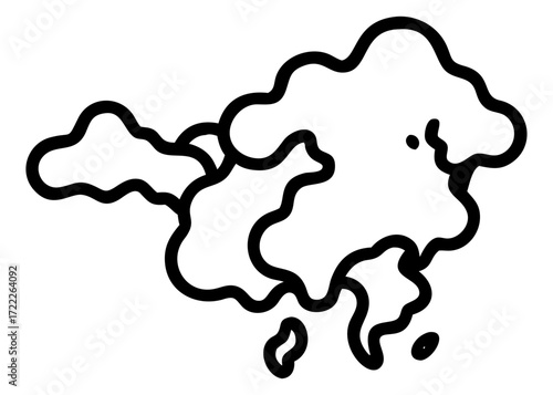 Liquid chocolate drop splash vector illustration of a world map silhouette