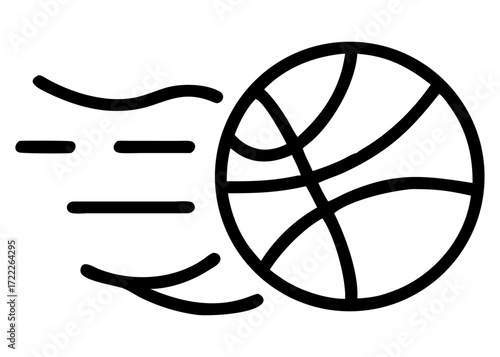 A stylized vector illustration of a basketball player, a global symbol of the sport, positioned within a wireframe sphere
