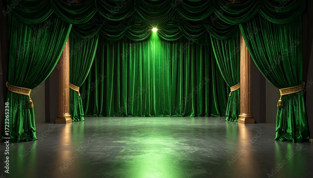 Fototapeta premium Grand Green Theater Stage.