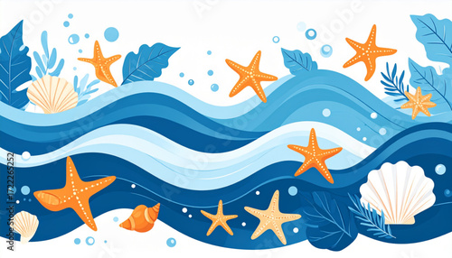 Ocean Wave & Shell Pattern
