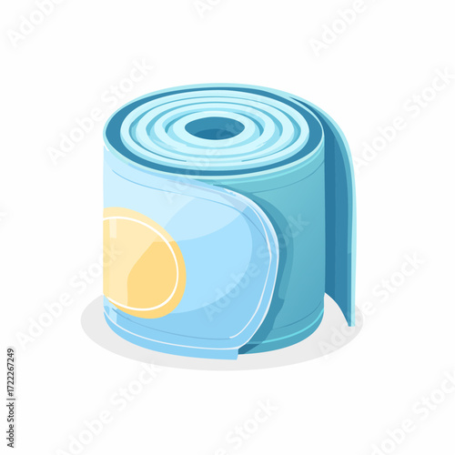 Light Blue Rolled Fabric Bandage with Yellow Label