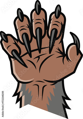 A striking pixel art illustration of a clawed hand, showcasing detailed texture and sharp claws. Perfect for fantasy, horror, or gaming projects.