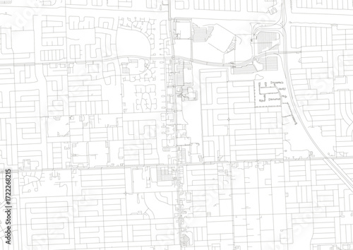 A detailed vector map of Miami Gardens, showing intricate road networks and urban infrastructure with a zoomed-in perspective.