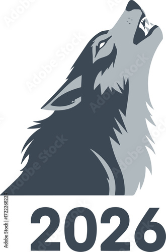  A grayscale pixel art wolf howls at the moon, the year 2026 subtly placed below. A striking blend of vintage gaming aesthetics and modern symbolism.