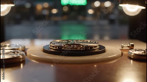 Watchmaking Artistry in Motion, Urban Studio Setting, Close-Up Focus on Intricate Details