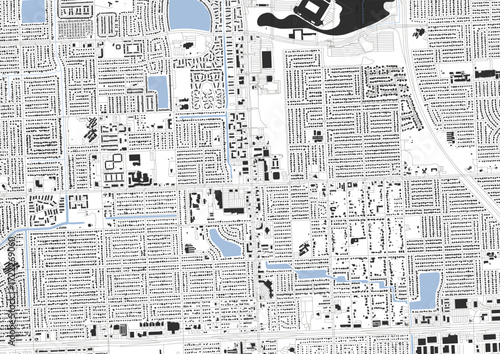 A zoomed-in vector map of Miami Gardens, highlighting highways, buildings, and waterways in a high-contrast style.