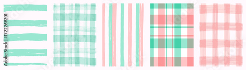 Pastel Stripes and Checks Hand-Drawn Textures Background