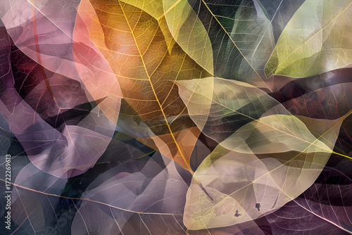 Abstract Harmony of Nature A Mesmerizing Dance of Leves with Vibrant Hues and ntricate Patterns