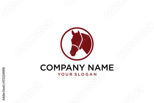 Elegant horse logo circle icon, combining grace and strength. Perfect for equestrian businesses, sports teams, and more. Vector design ensures scalability and versatility.