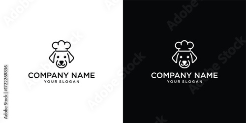 happy handsome puppy head wearing cooking clothes and hat for restaurant chef occupation vector illustration animal mascot character vector illustration cartoon design