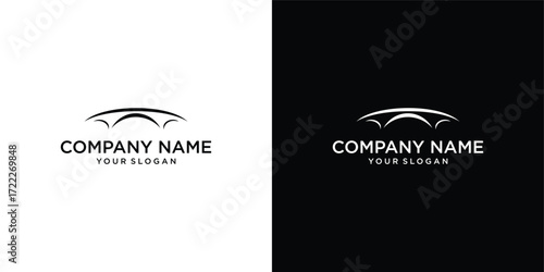 Abstract Bridge,  continuous single line art drawing sketch, logo
