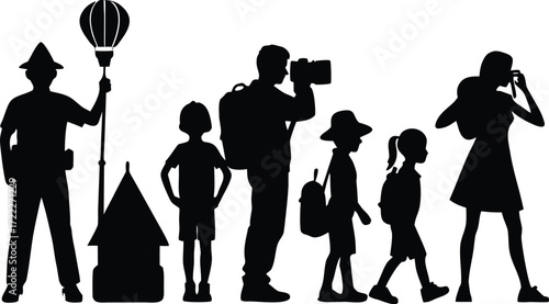 Scalable vector silhouette bundle of diverse people icons for various applications isolated on transparent background