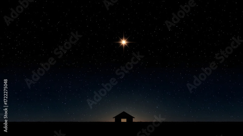 Photos Bright star shines over dark barn silhouette