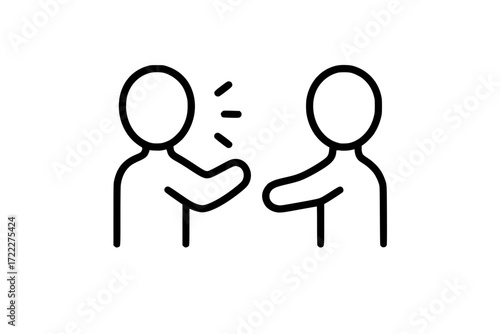 Two people talking icon, isolated simple communication symbol
