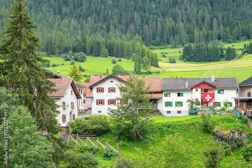 Wallpaper Mural Buildings in town of Bergun in Swiss Torontodigital.ca