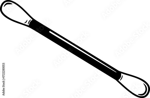black and white silhouette of Cotton swabs vector on white background
