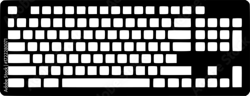 black and white silhouette of a keyboard vector on a white background
