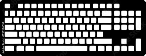 black and white silhouette of a keyboard vector on a white background

