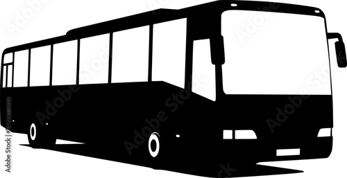 black and white silhouette of a bus vector on a white background
