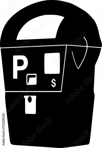 black and white silhouette of a parking meter vector on a white background

