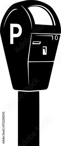 black and white silhouette of a parking meter vector on a white background
