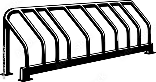 black and white silhouette of a bicycle rack vector on a white background
