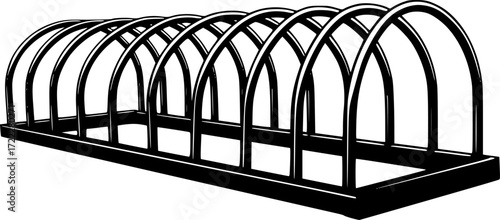 black and white silhouette of a bicycle rack vector on a white background
