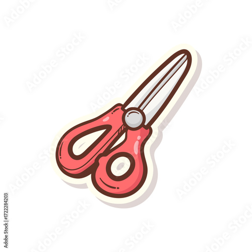 Pink Paper Scissors Illustration for Crafting and Office Supplies