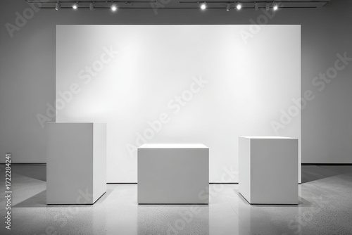 Wallpaper Mural Empty white display cubes in front of blank wall Torontodigital.ca